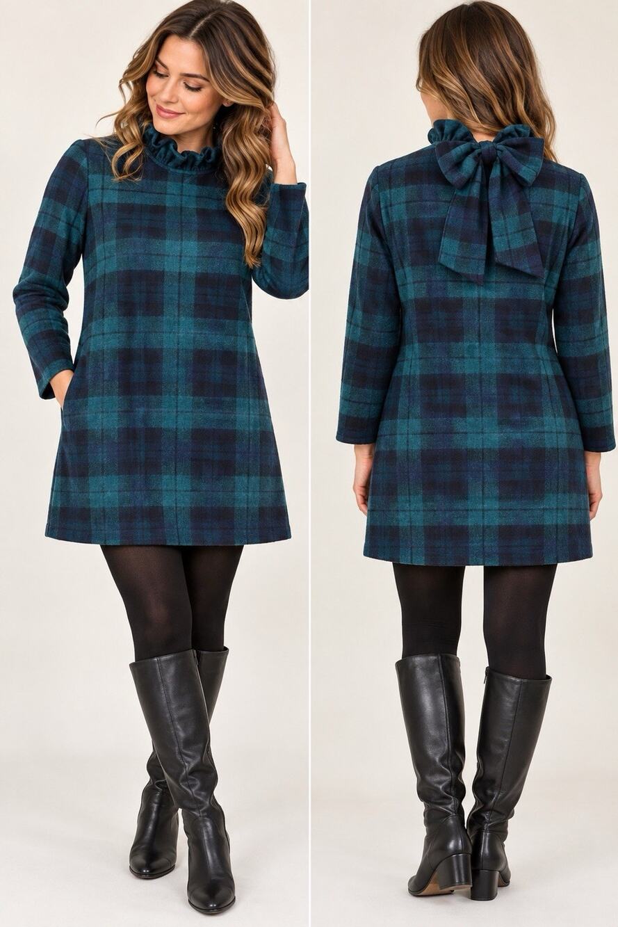 Tuckernuck Blackwatch Blue Green Plaid Daphne Mini Dress Medium Preppy Academia
